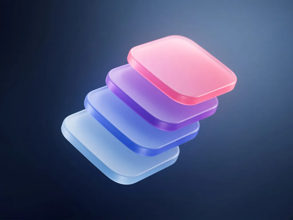 Abstract glossy layered squares suggesting automation shortcuts